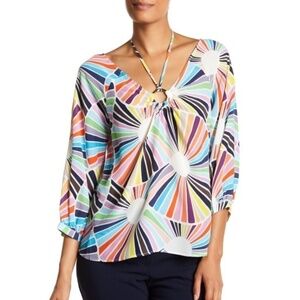 Trina Turk Amorita Printed-Silk Halter Tie Top